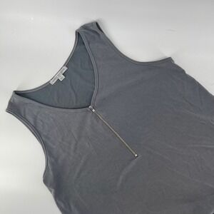 Green Envelope Y2K Gray Zip Front Tank Top Womens Small Made in USA Modal